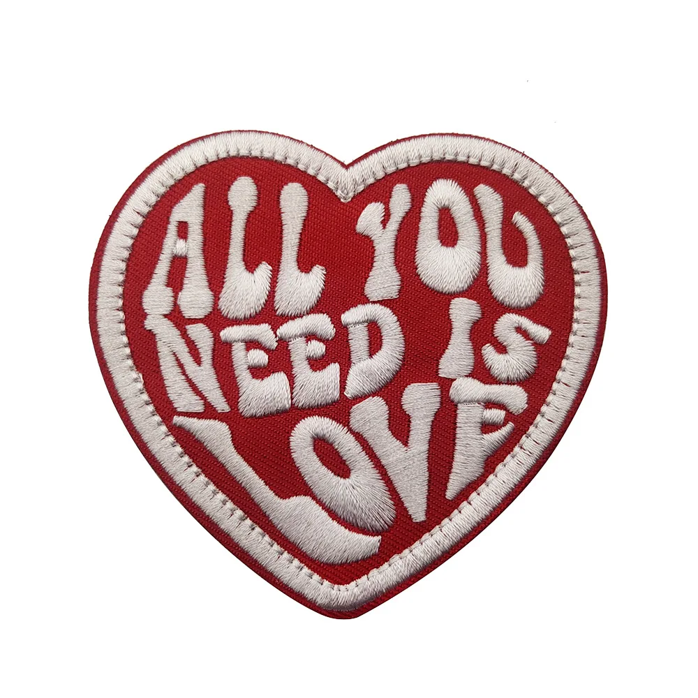 ALL YOU NEED IS LOVE Heart Shaped Embroidered Fabric Sticker Heart Shaped Arm Badge Magic Sticker Morale Badge Cute Sticker