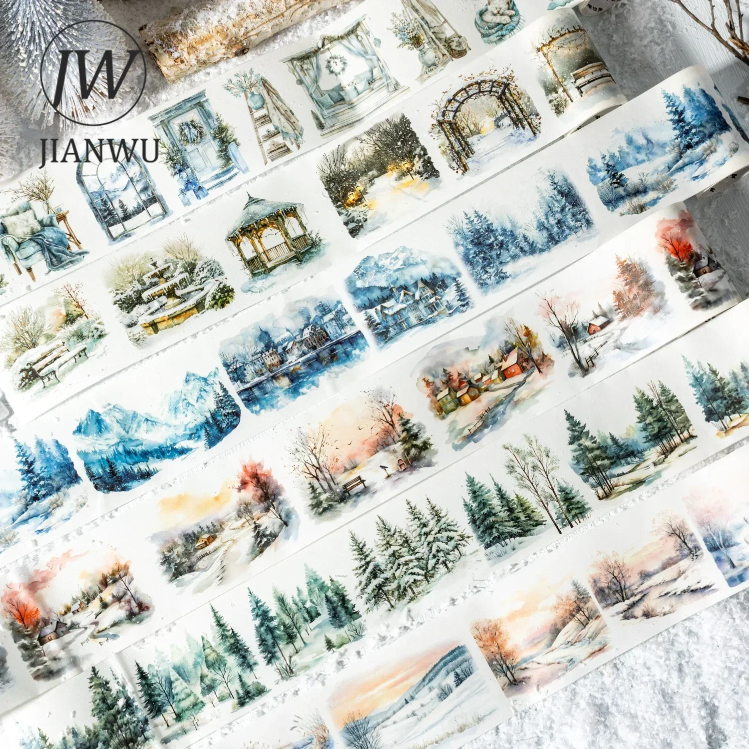 JIANWU 60mm*200cm Probably in Winter Series Vintage Tree Landscaping Material Collage Washi Tape Creative DIY Journal Stationery