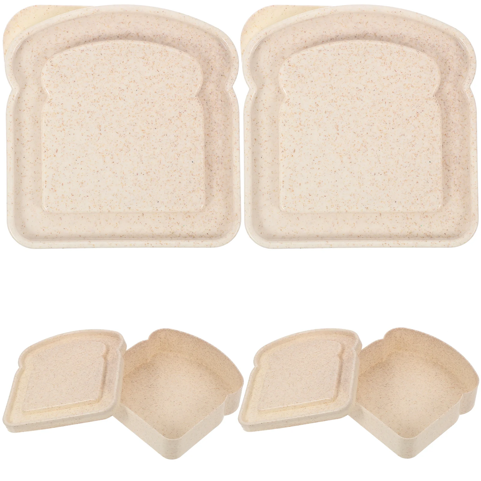 

4pcs Portable Lunch Box Bread Container Sealed Containers for Fruits Vegetables Desserts Snacks Safe Material Long for Picnics