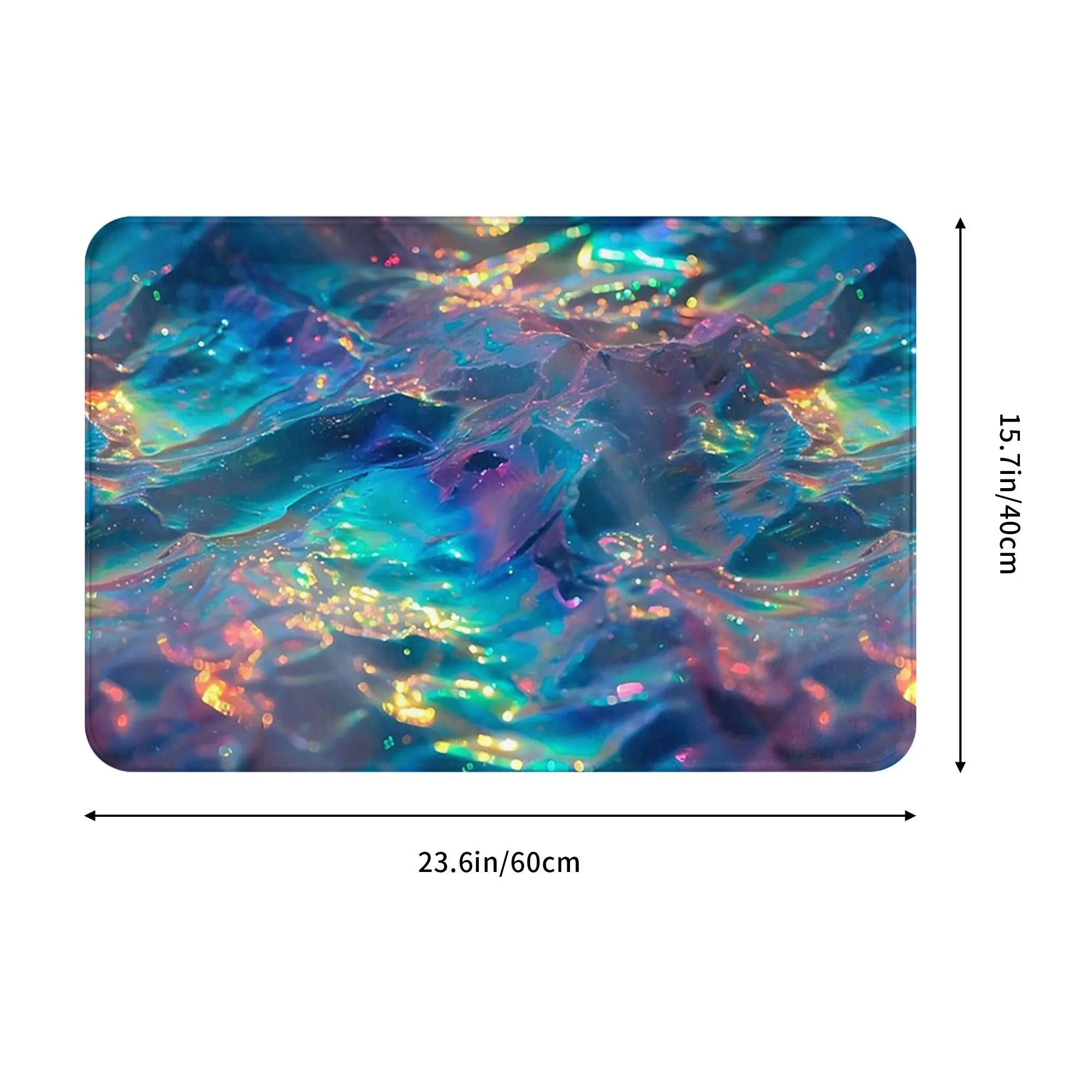 Sparkling Blue Rainbow Waves Anti-slip Doormat Floor Mat Sand Scraping Carpet Rug for Kitchen Entrance Home Bedroom Footpad Mats