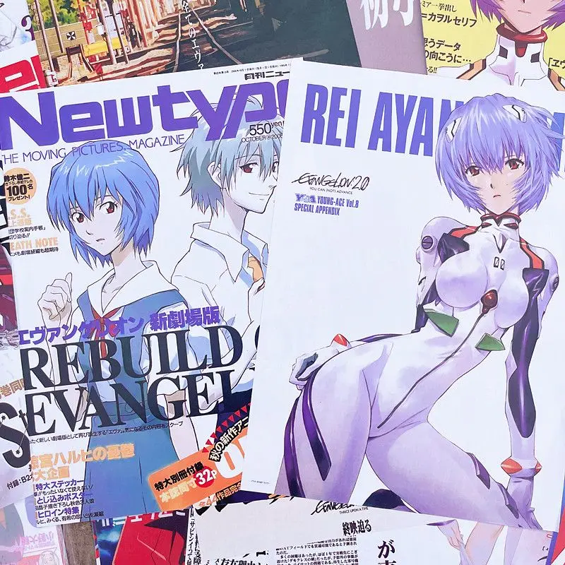 Póster de Evangelion Ayanami Rei, póster de Anime, cubierta de revista, pegatina de pared Vintage para el hogar, decoración de habitación, póster de