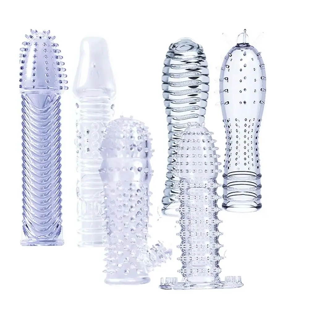Spray Clitoris Massager Enlargement Extension Lasting Penis Sleeve Men Delay eject Cock Ring vibrating Cover Adult Sex Toys Man