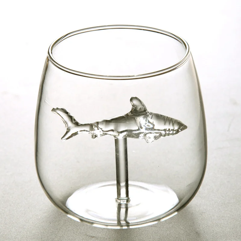 Kawaii Shark Wine Glass Decanter, Bartending Cups, Drinking Cocktail, Beer, Whisky Glasses, 300ml, 2 Pcs