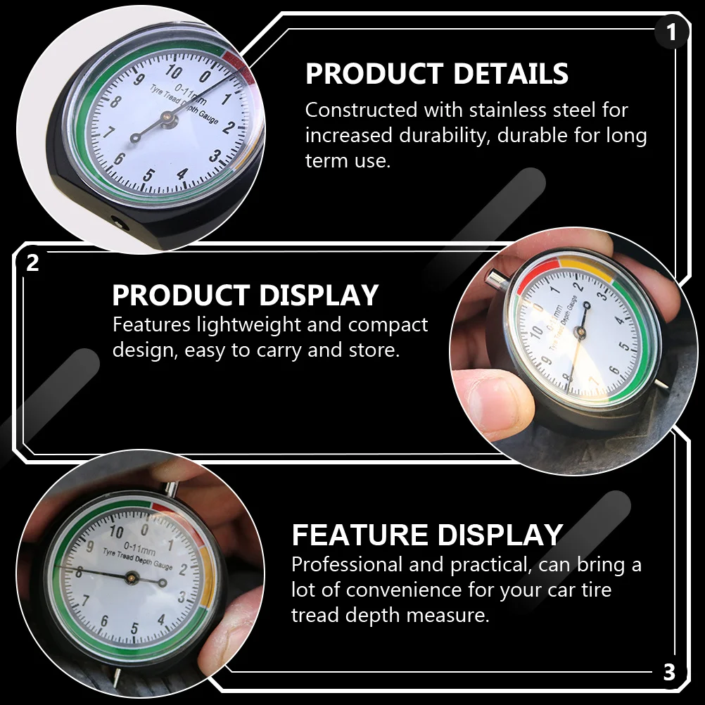 

2Pcs Tire Tread Depth Gauges Stainless Steel Durable Car Tyre Measure Tool Accurate Tire Pointer Monitor Truck Van