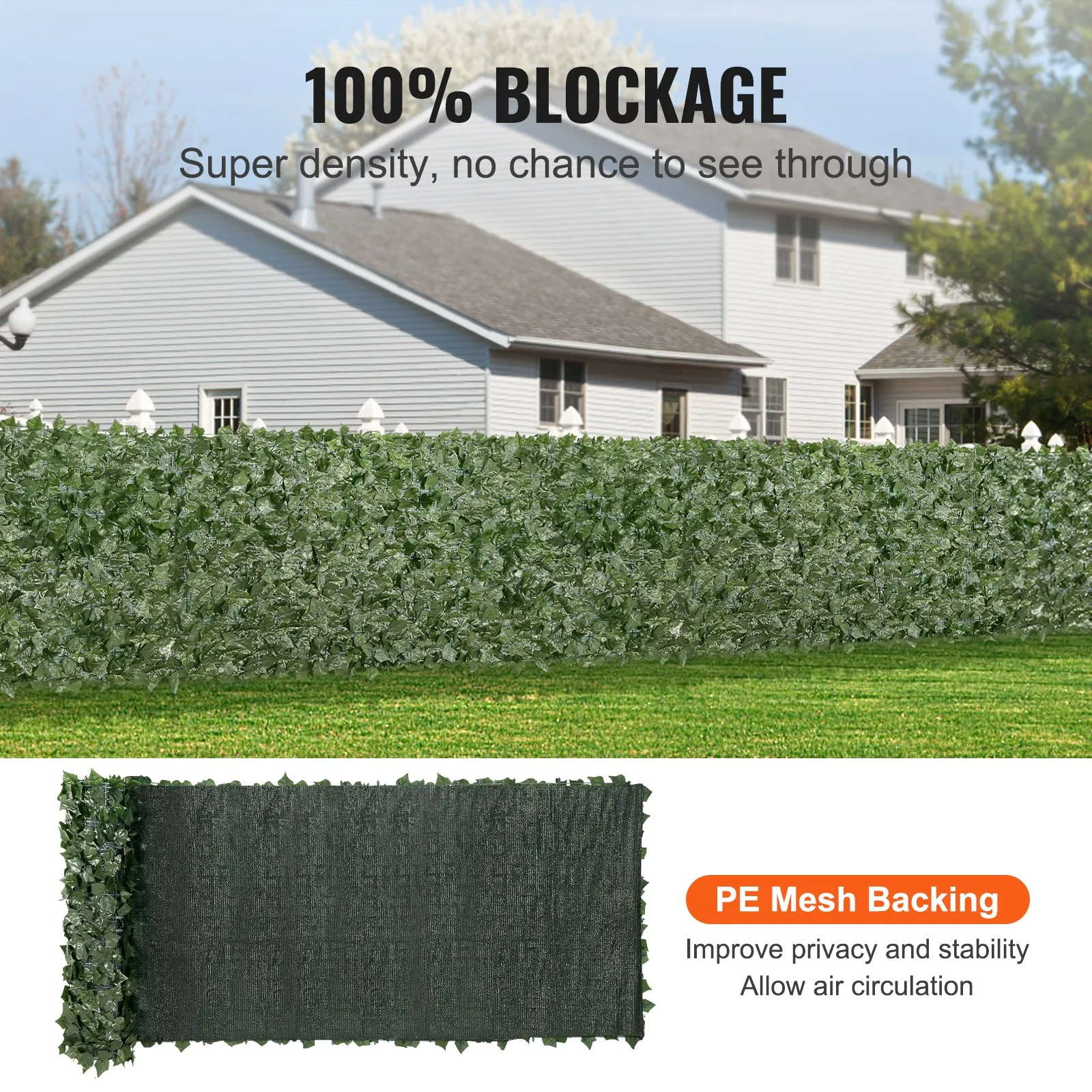 

39x158" Artificial Faux Ivy Leaf Privacy Fence Screen with Mesh Cloth Backing