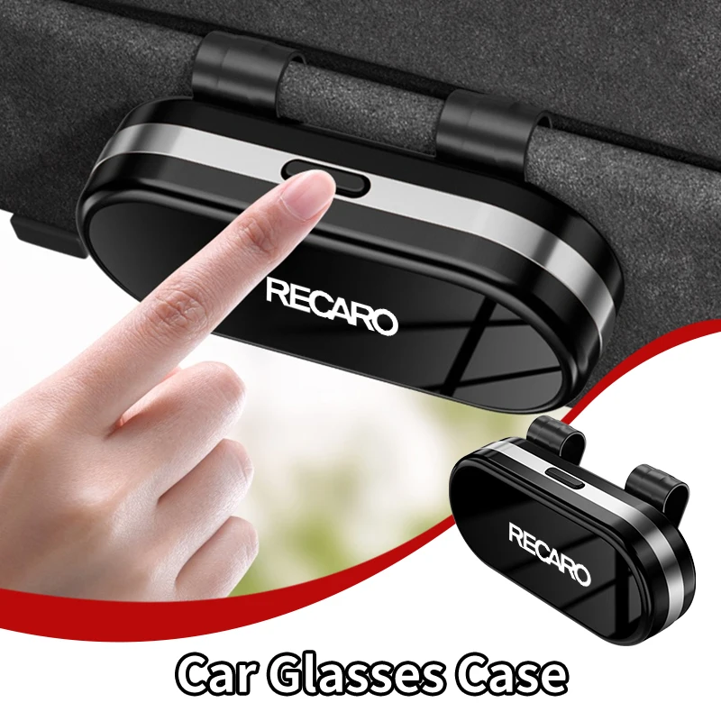 Car Visor Sunglass Storage Case Glasses Holder Box Card Clip Accessories For Recaro Racing Auto Accessories