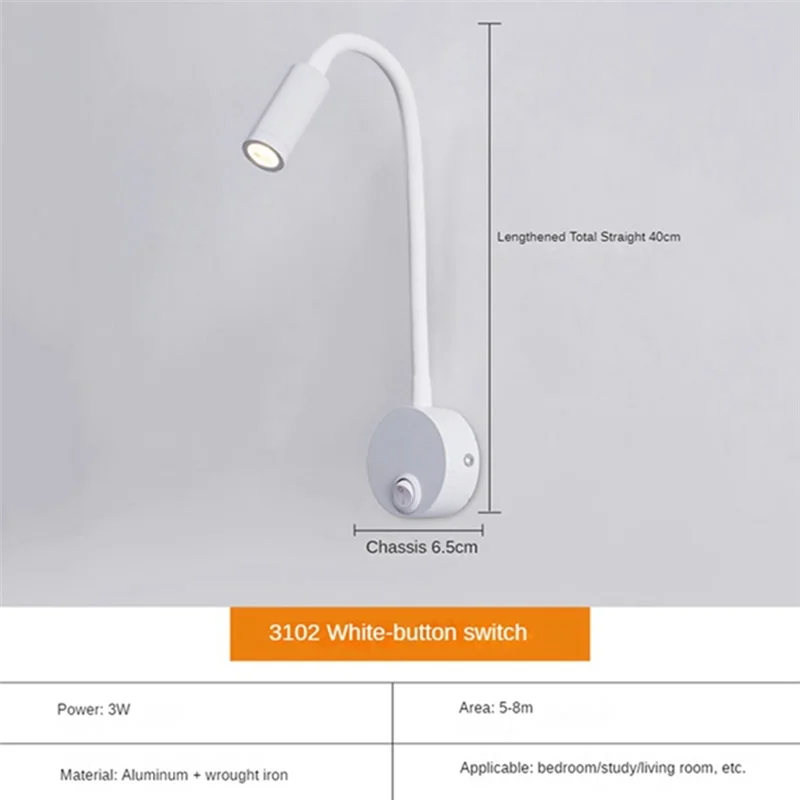 ABJY-6 шт. 3 Вт светильники для книжного шкафа, минималистичная настольная лампа на гибкой стойке для чтения, настенный светильник для спальни, общежития, светодиодная рабочая лампа