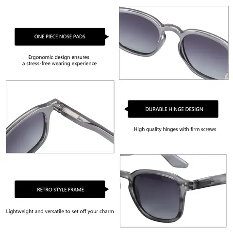 ZENOTTIC Retro Polariserade Solglasögon Dam Herr För Små Ansikten - Klassiska Fyrkantiga Vintage Solglasögon UV-skydd Trendiga 10 best sales solglasögon med litet ansikte för kvinnor - №4