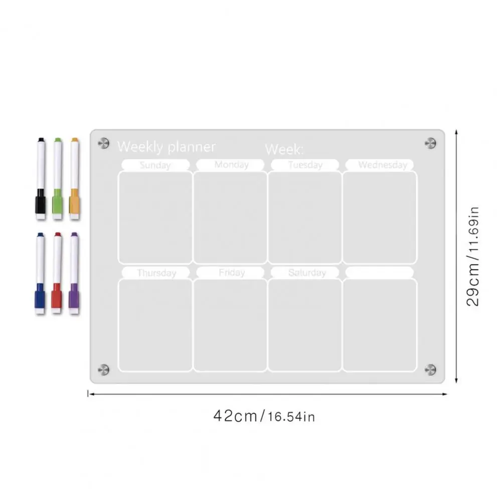 再利用可能な磁気アクリルプランニングボード、ウィークリープランナー、組織用冷蔵庫、6色マーカー