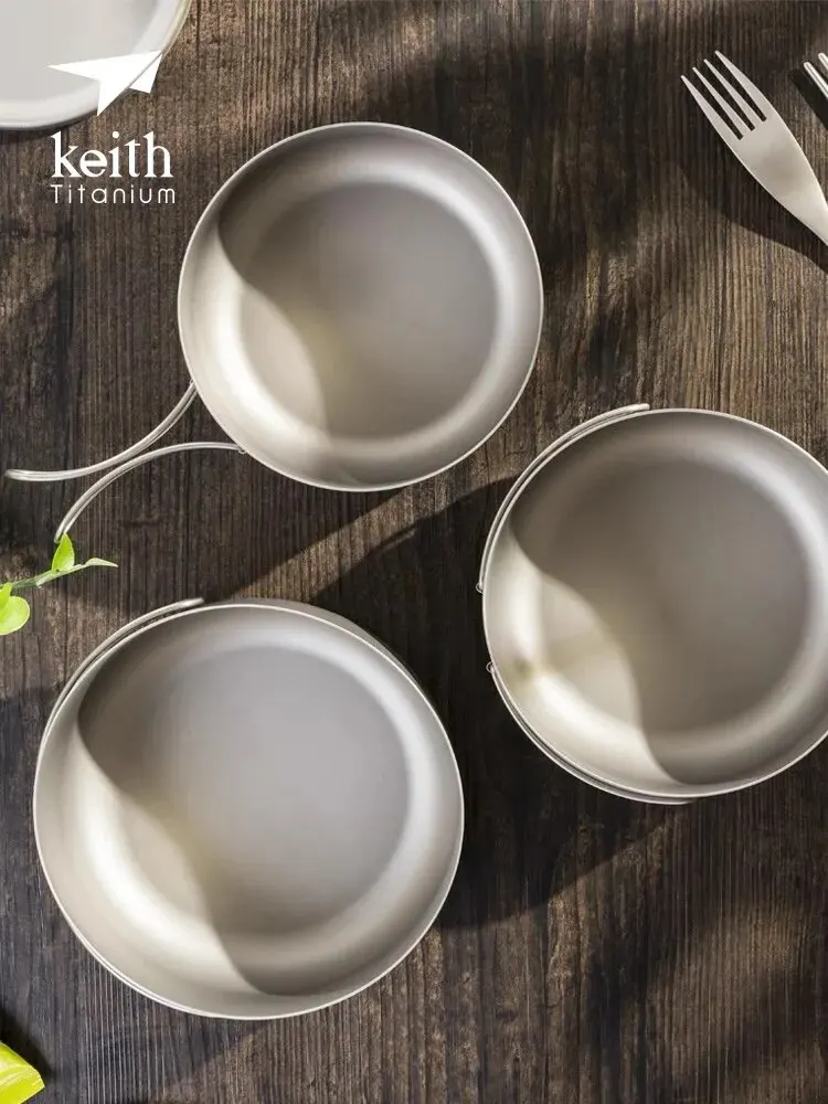 Keith Titanium Lunch Box 1200ml with Cover And Folding Handle Portable Instant Noodles Bowl Food Container for Picnic Bento