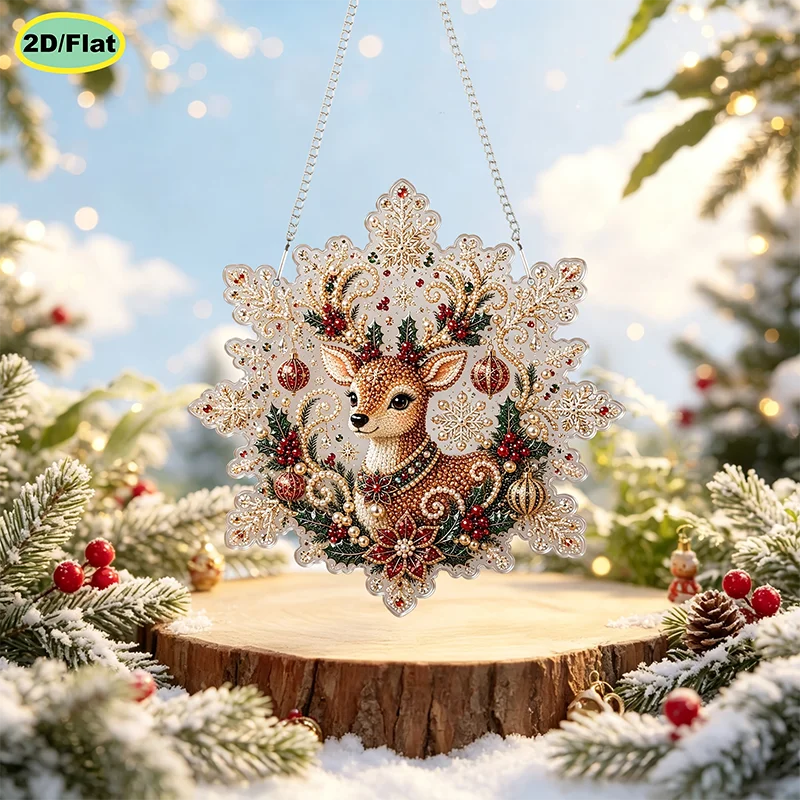 Perlen- und Diamant-Malerei DIY-Set, Weihnachtsanhänger Handarbeits-Set, kann als Heimdekoration verwendet werden, Feiertagszubehör – Detail 3