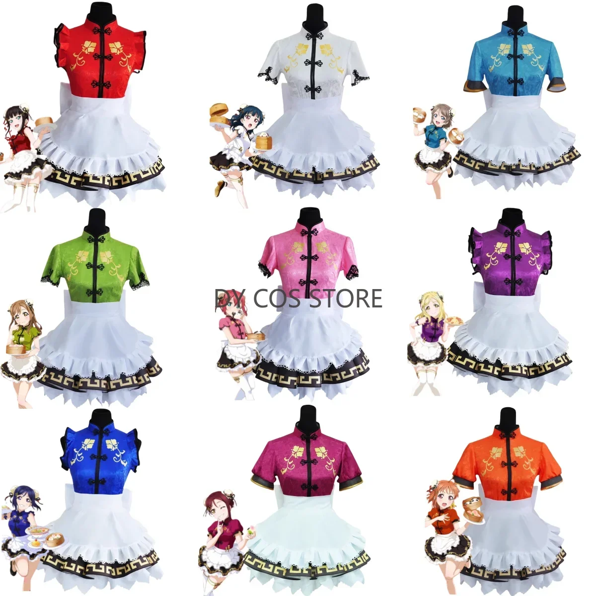 

Anime Lovelive Sunshine Aqours Cheongsam Awaken All Members Ohara Mari Kunikida Hanamaru Sakurauchi Cosplay Costume Qipao Dress