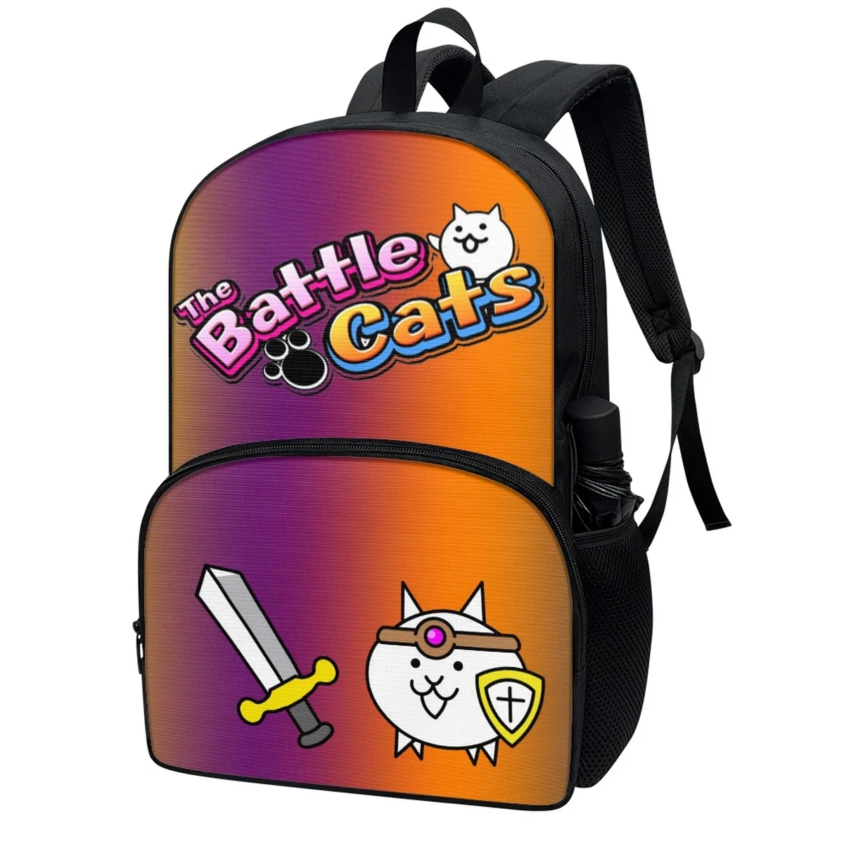 FORUDESIGNS 17 Inch Student Book Bags Popular The Battle Cats Game Design School Backpack Handy Lightweight Rucksack Travel