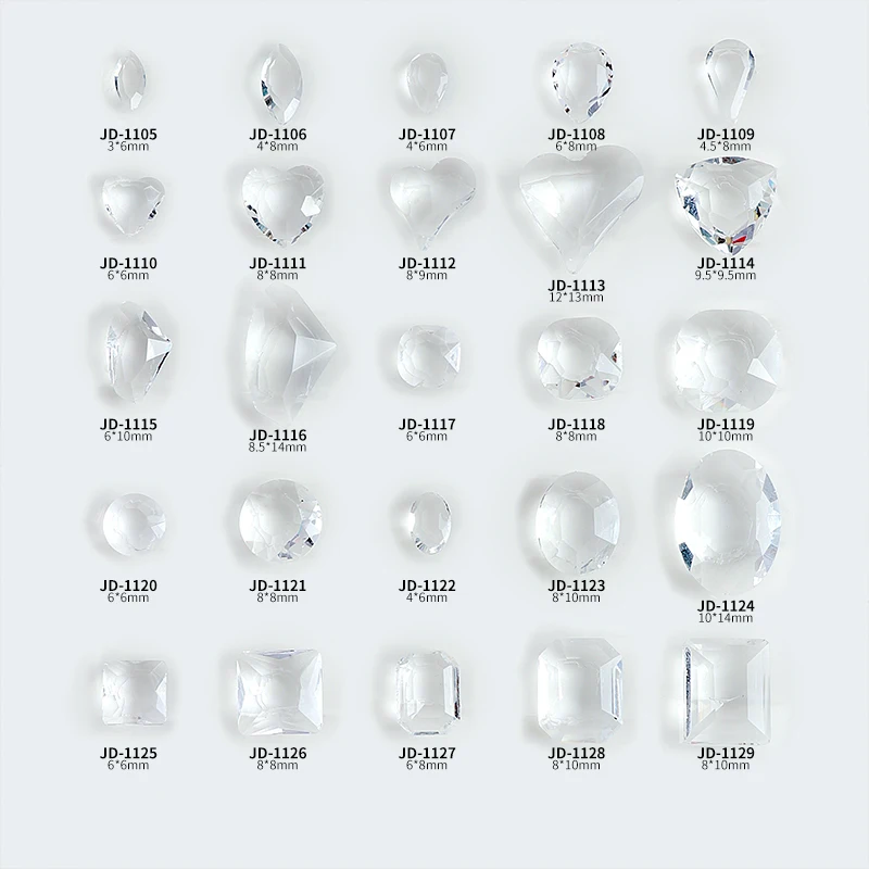 New 10pcs/Bag Transparent Sharp Bottom Translucent Sparkling Multi Cut Love Crystal Glass Diamond Simple Nail Decoration