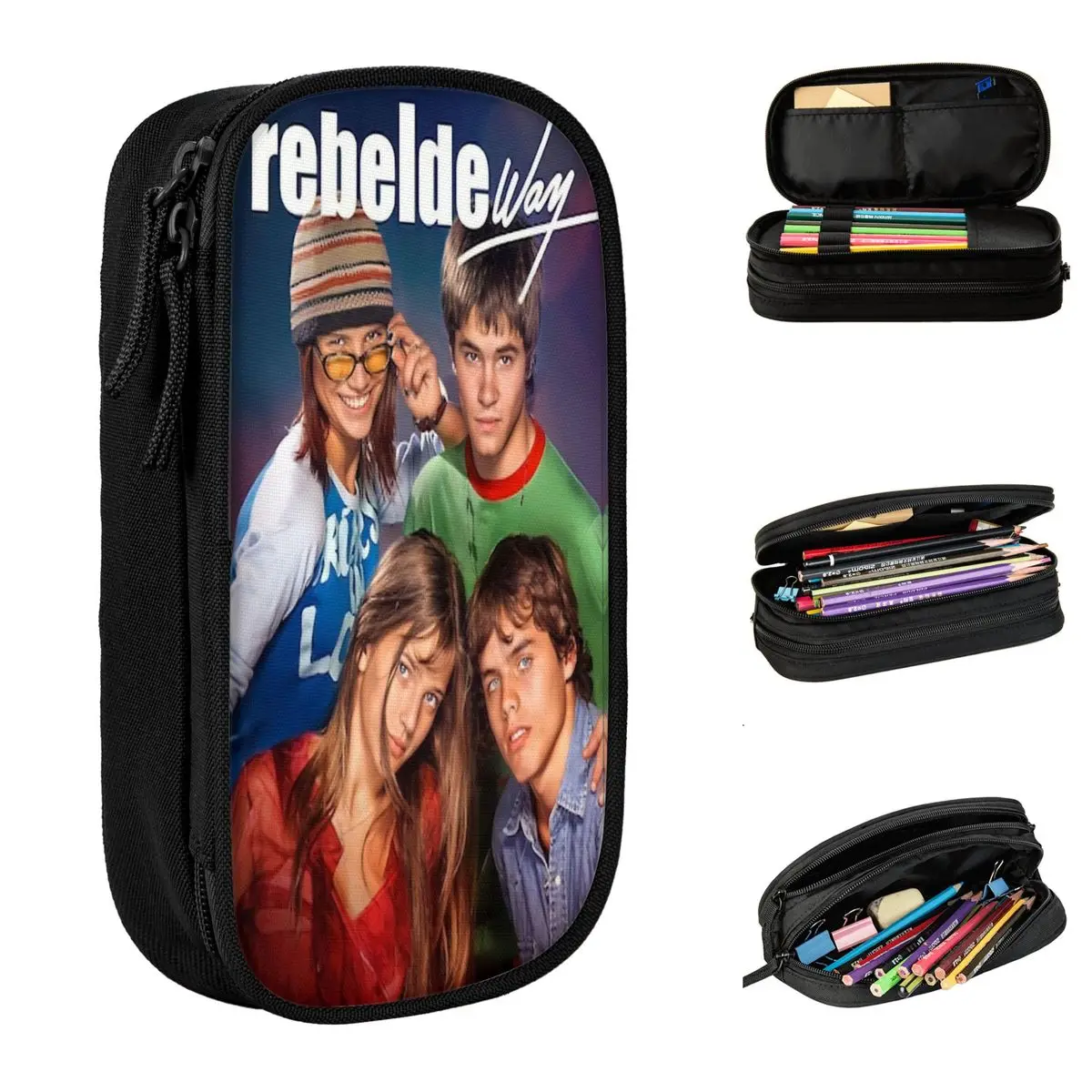 Cute Rebelde Way Pencil Cases Pencilcases Pen Box for Girls Boys Large Storage Bag Students School Zipper Stationery