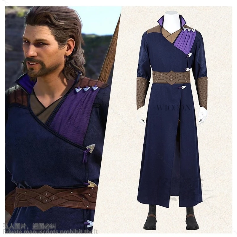 Baldur Dekarios Anime Cosplay Game Costume Top Pants Cos Roleplay Gale 3 Dekarios Purple Uniform Men Halloween Party Play Suit