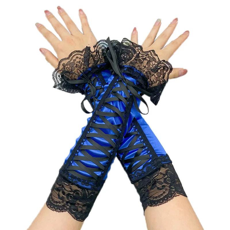 

Cute green wedding gloves sleeves for women cosplay stage performance gloves lace sleeves