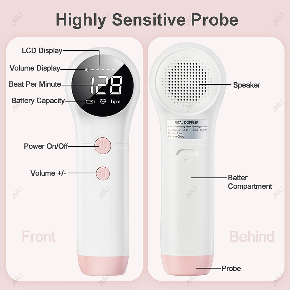 Portable Ultrasound Doppler Fetal Pregnancy Electronic Monitor For Pregnant Women Baby Fetal Movement Ultrasound Stethoscope