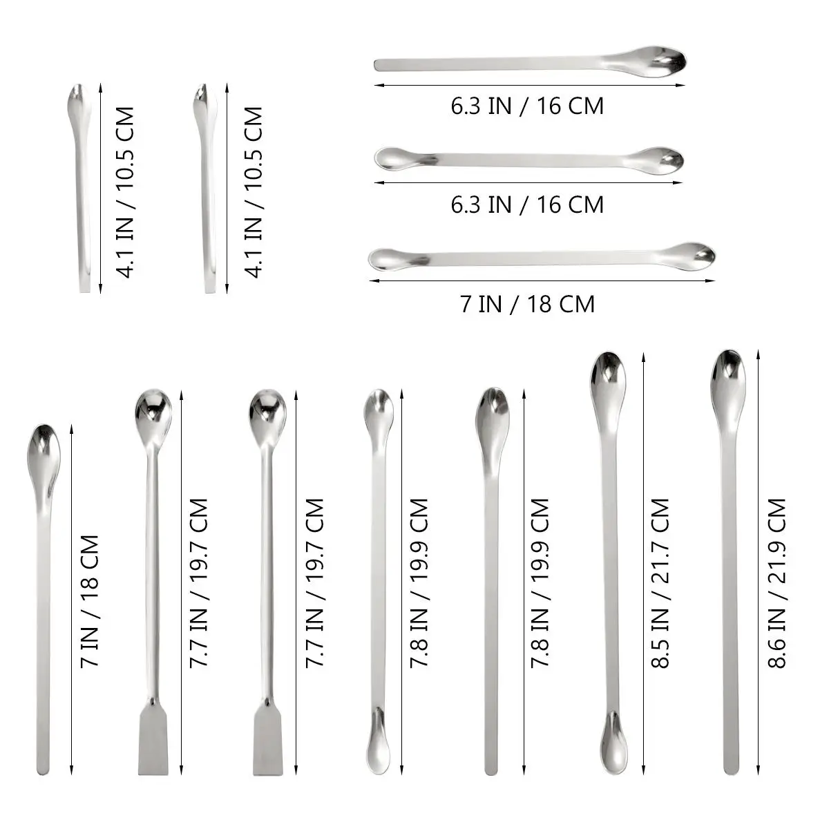 

UKCOCO 12PCS Stainless Steel Spoon Spatula/Laboratory Sampling Spoon Mixing Spatula Micro Spatula Scoop