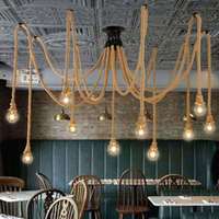 3/4/6/8/10 Heads Ceiling Lights For Dining Room Bar Vintage Retro Industrial Spider Loft Hemp Rope Lights Bar Decor Pendant Lamp