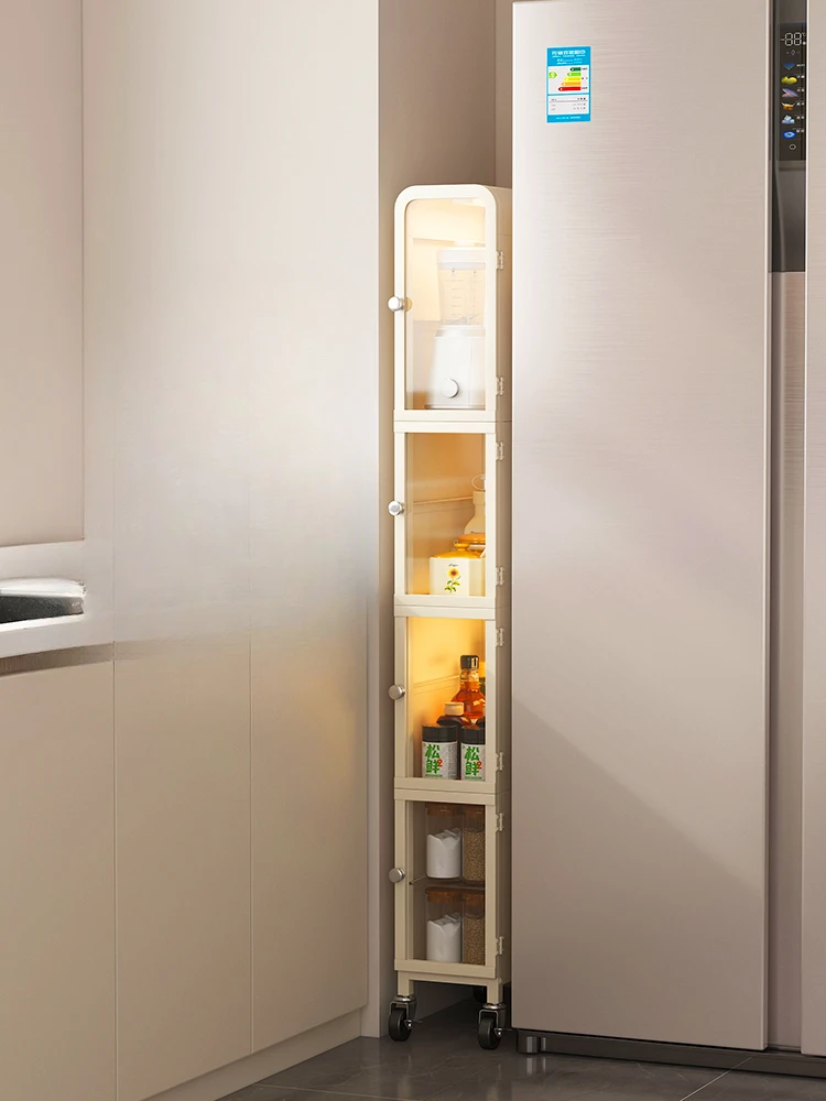 

Kitchen rack floor-to-floor multi-storey 20cm small refrigerator side storage ultra-narrow seasoning locker against the wall.