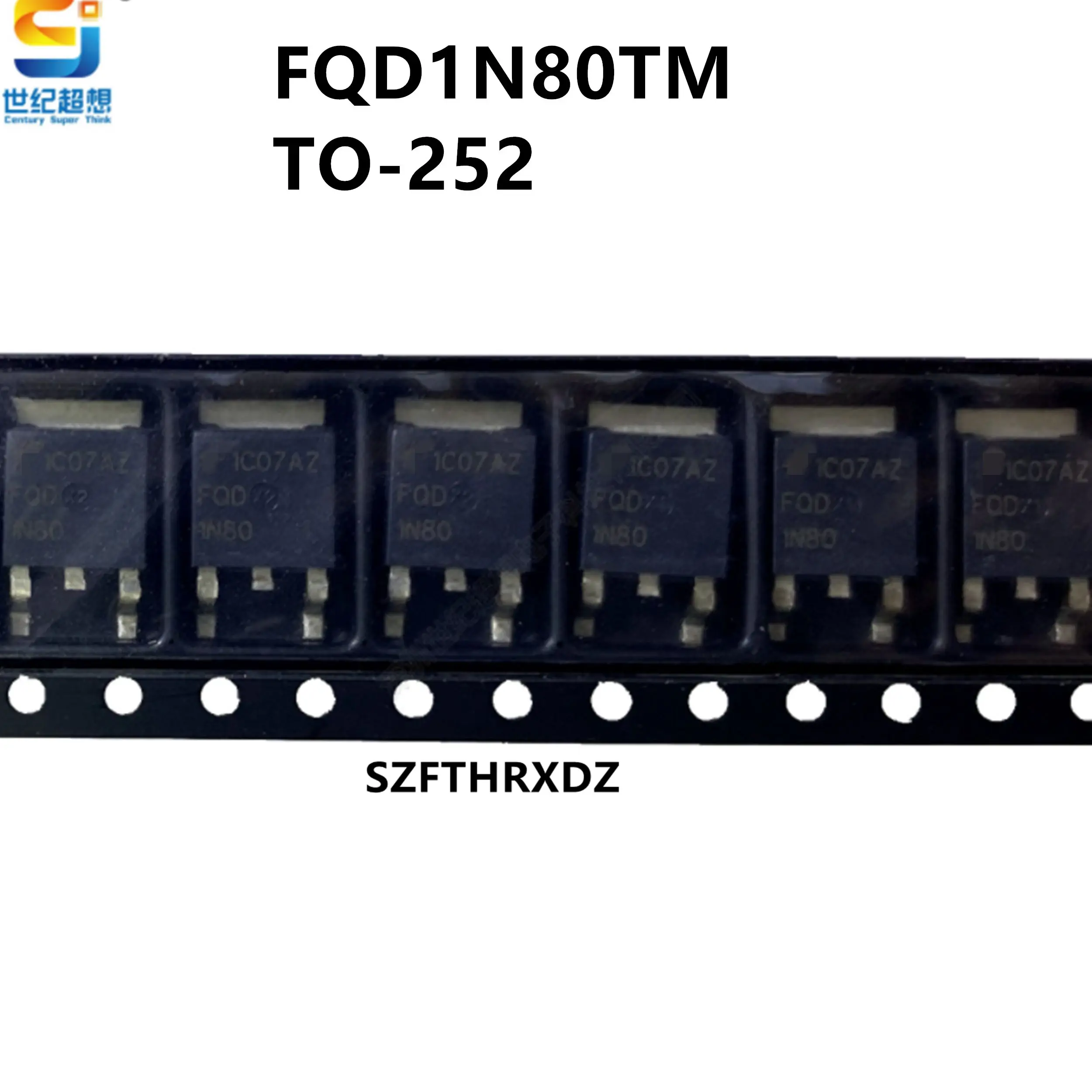 10pcs 100%  New imported original  FQD1N80TM  FQD1N80 800V 1A TO-252  Field effect transistor MOSFET N-channel