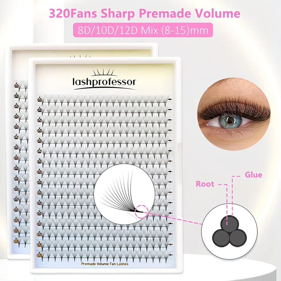 

Thin Stem Premade Volume Fans Lash Extenion 5D 6D 7D 8D 10D 12D 30D 40D Pointy Base Premade Russian Eyelash Extension For Makeup