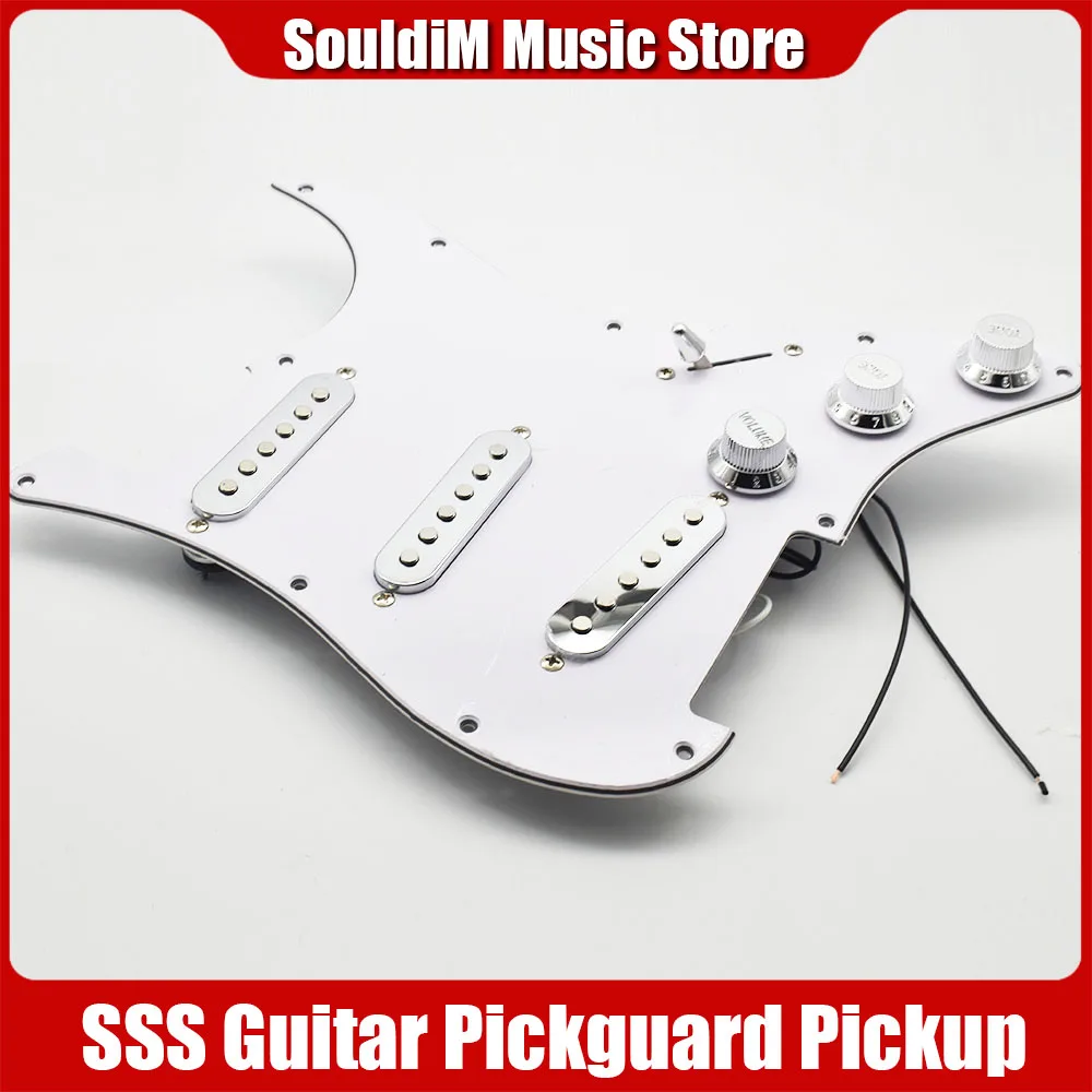 

Chrome Electric Guitar Pickguard Pickups Loaded Prewired 11 Hole SSS Pickguard Pickup for ST Electric Guitar