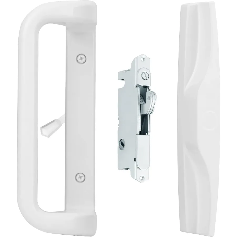 Juego de manijas de puerta de Patio blanco, cerradura de puertas de repuesto adecuada para mortaja, 3-15, 16 opciones de espaciado de orificios de tornillo, añade vidrio único para Patio S