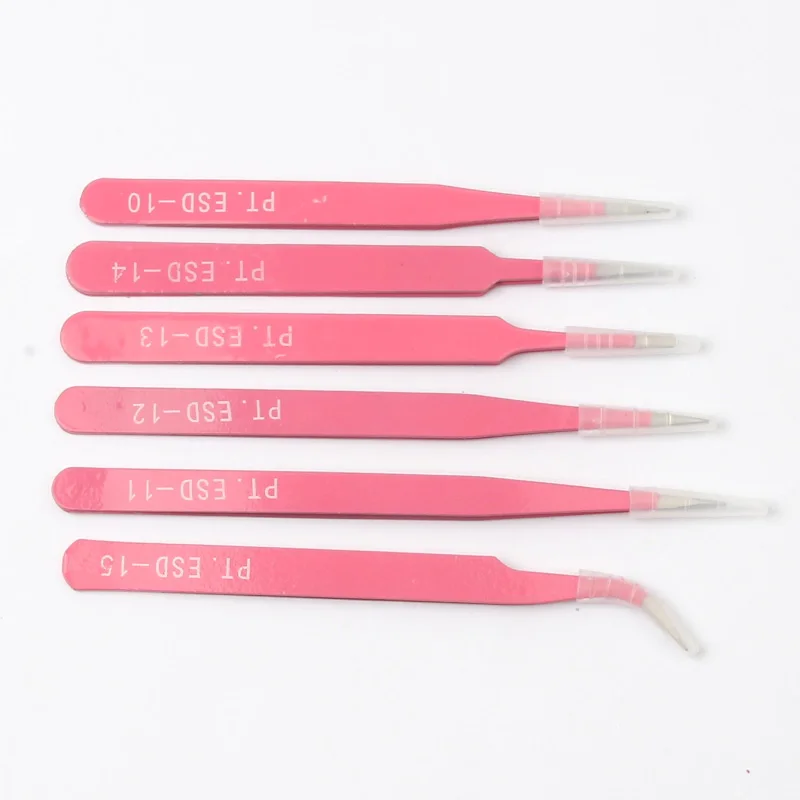 1pcs Pink Precision Tweezers Set Upgraded Anti-Static Stainless Steel Curved of Tweezers for Electronics Laboratory Work Jewelry