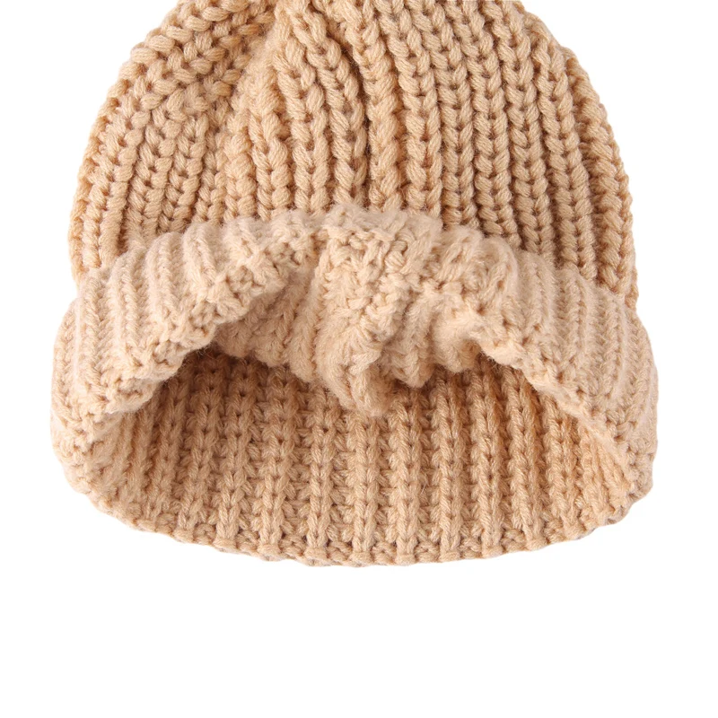 Lioraitiin-gorro de punto para niños, gorro suave y grueso, de Color sólido, cálido, para invierno