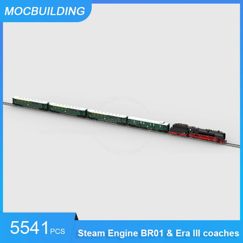 

Steam Engine BR01 with Era III Coaches Pack Model MOC Building Blocks Transportation Train DIY Assemble Bricks Toy Gift 5541PCS