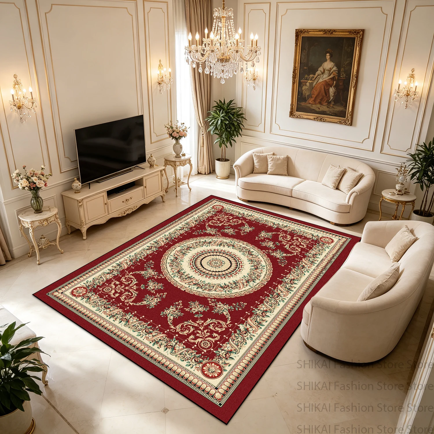 European Style Retro Light Luxury Large Rugs for Living Room Washable Easy Cleaning Entrance Door Mat Foldable Cloakroom Carpet
