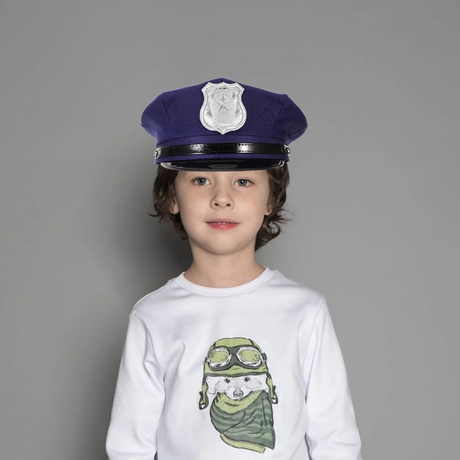 

1Pcs Octagon Badge Police Hat Classic Blue Unisex Police Cap Lightweight for Cosplay Party Performance Party Cosplay Costume