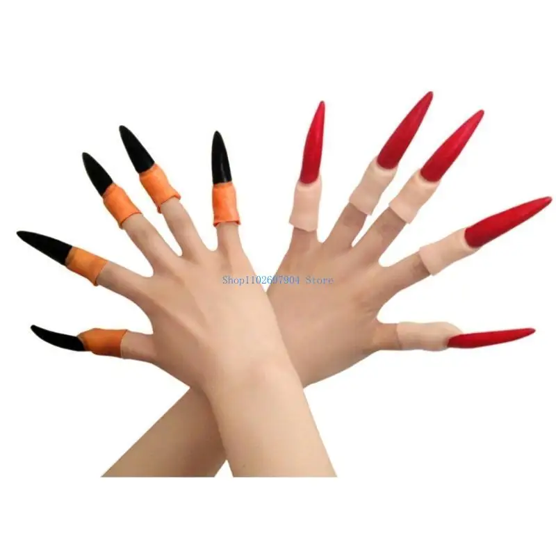 

N7YF Zombie Witch Fake Finger Nails Horror Long Nose Halloween Cosplay Prop