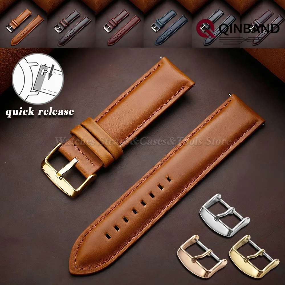 Vintage-Uhrenarmband aus Rindsleder für DW, Schnellverschluss-Armband, goldene Dornschließe, 18 mm, 20 mm, 22 mm, 24 mm, 26 mm, universelles Armband