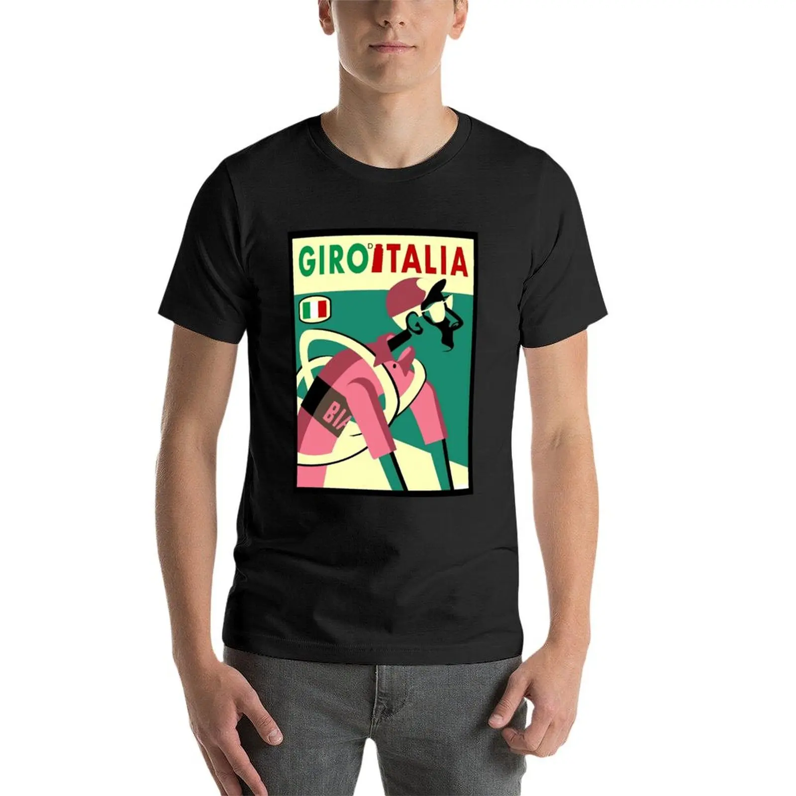 Giro D Italia: Abstracte Grillige Wielerprint T-Shirt Oversized Schattige Kleding Sneldrogende Herenkleding