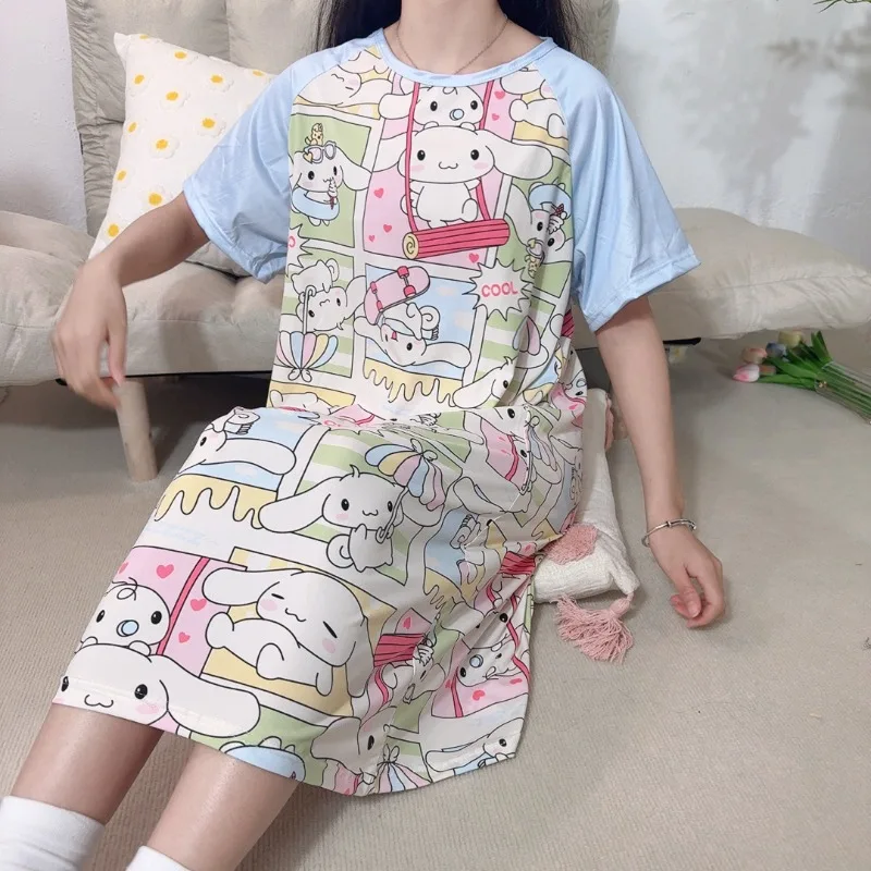 Summer new Sanrio pajamas blue cartoon Pacha dog women's pajamas cute casual student loungewear Pacha dog short-sleeved pajamas