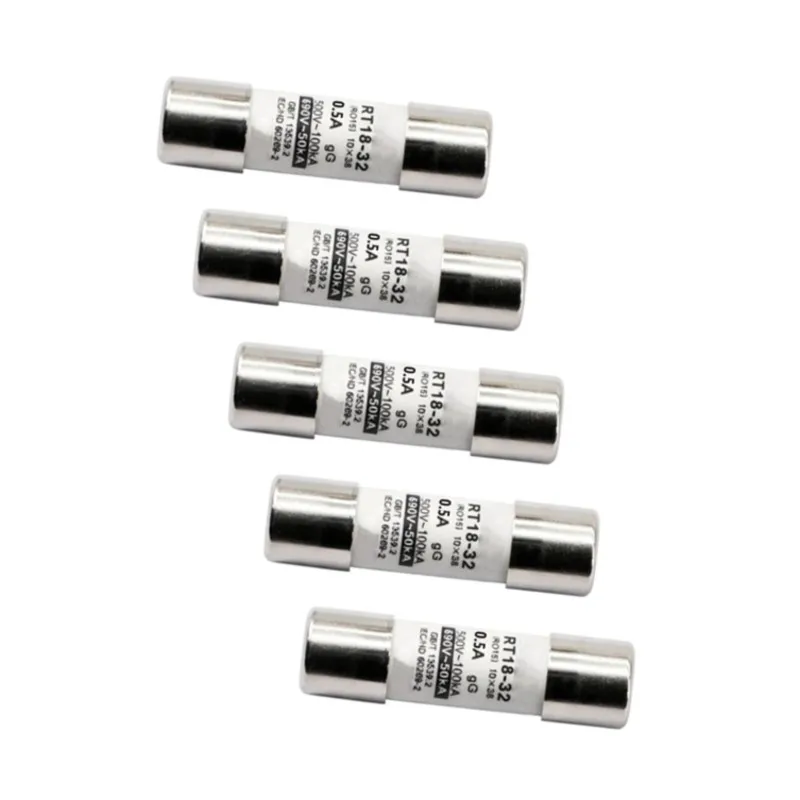 N04R GG Cylindrical 0.5A Fuse- High Breaking Capacity 100Ka- Ideal For Industrial Applications In 5Pcs Pack Of 10X38mm