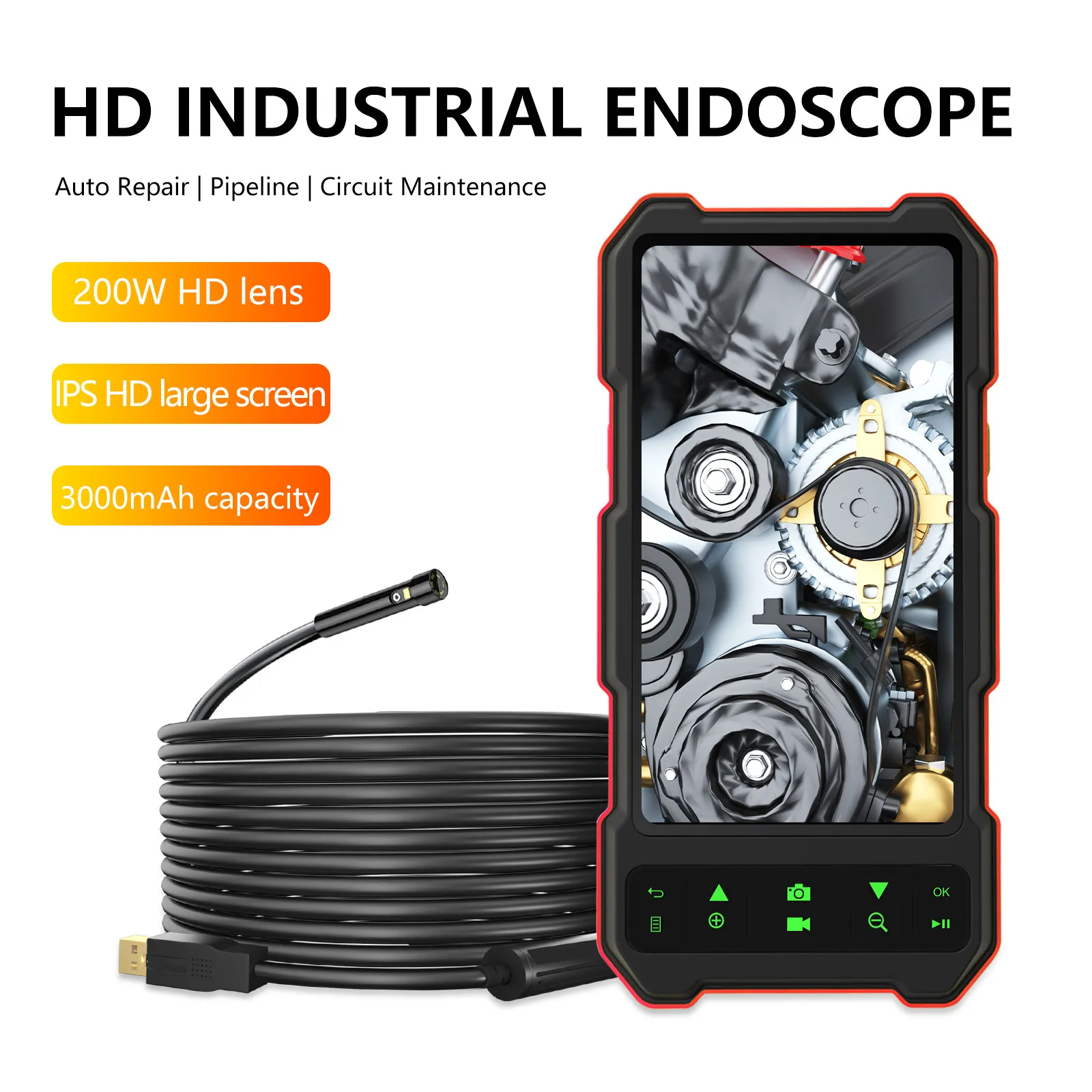 

4.5Inch 7.9mm 2MP 1080P Dual Lens Endoscope Side-View&Front View CMOS Borescope Inspection Digital Microscope Camera Otoscope