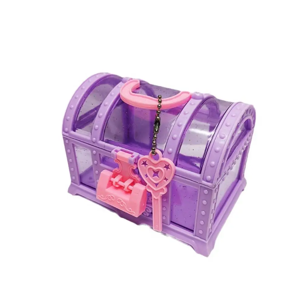 Jewelry Accessories Pink/Purple Jewelry Box Pretend Play With Lock Cute Makeup Box Plastic Storage Case Treasure Chest