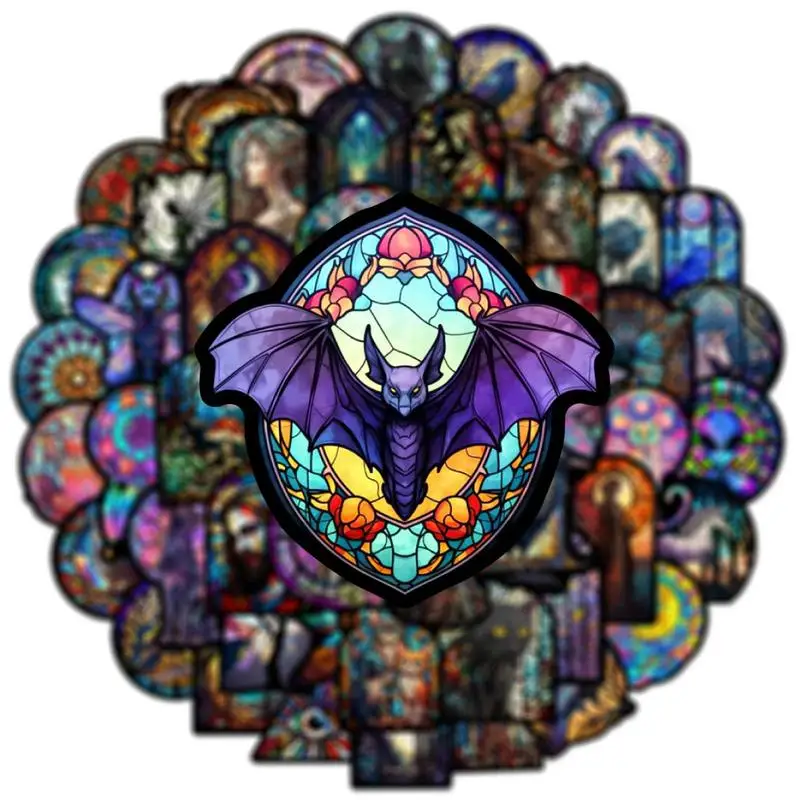 Stained Glass Window Cling Film 50pcs Glass Window Sticker Cling Removable Window Decoration Graffiti Stickers For Offices