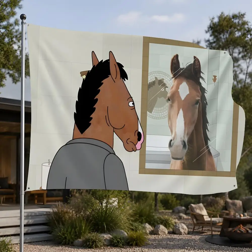 TV Series BoJack Horseman Flags Flags Minimalist Fabric   Outdoor Garden Banner Hanging Sign for Shop Home Decor