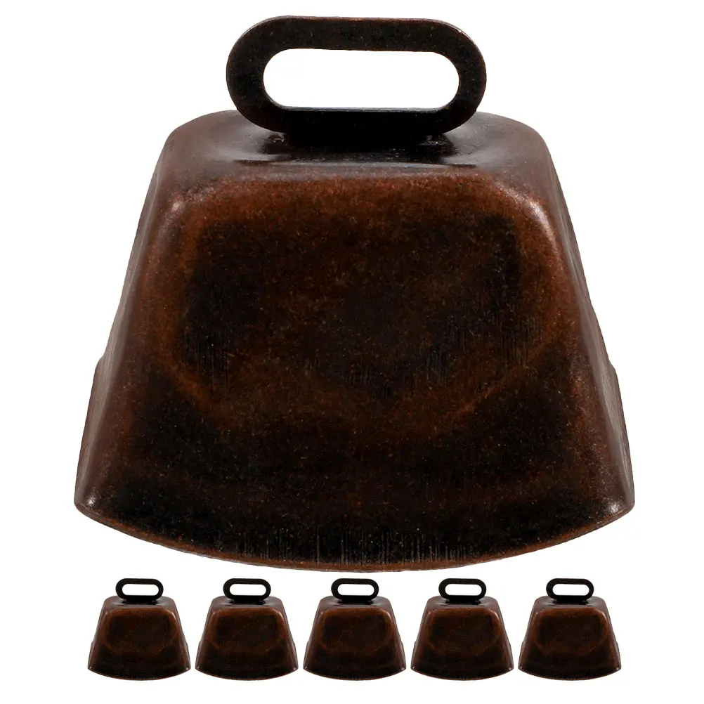 6pcs Metal Cow Retro Style Smooth Edge Pet Bells Loud Clear Sound Animal Tracking Farm Animals Finding Decorative Hanging Bells