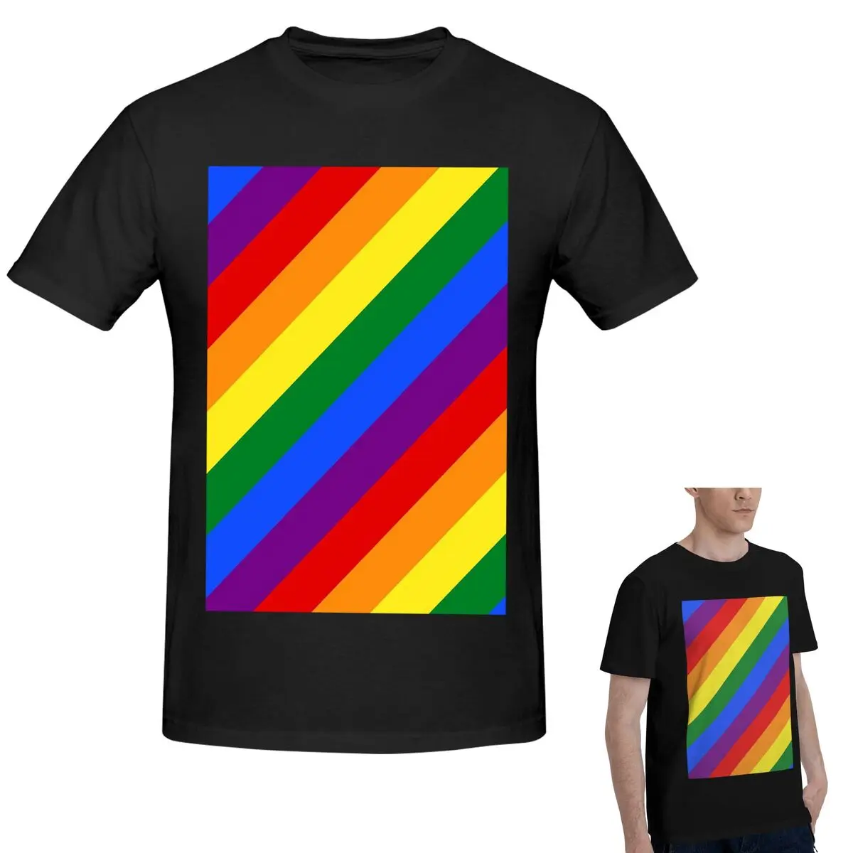 

100% Cotton Gay Pride Flag T-Shirt Men's Funny Oversized T Shirt Men Round Neck Summer Shirts Tops S-6XL