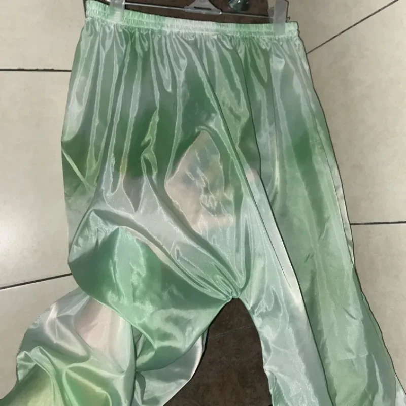 Heren Dames Dunne Onzichtbare Broek Lantaarnbroek Mesh Doorzichtige Sexy Zijdeachtige Pyjamabroek Glad Naakt Fit Casual Broek