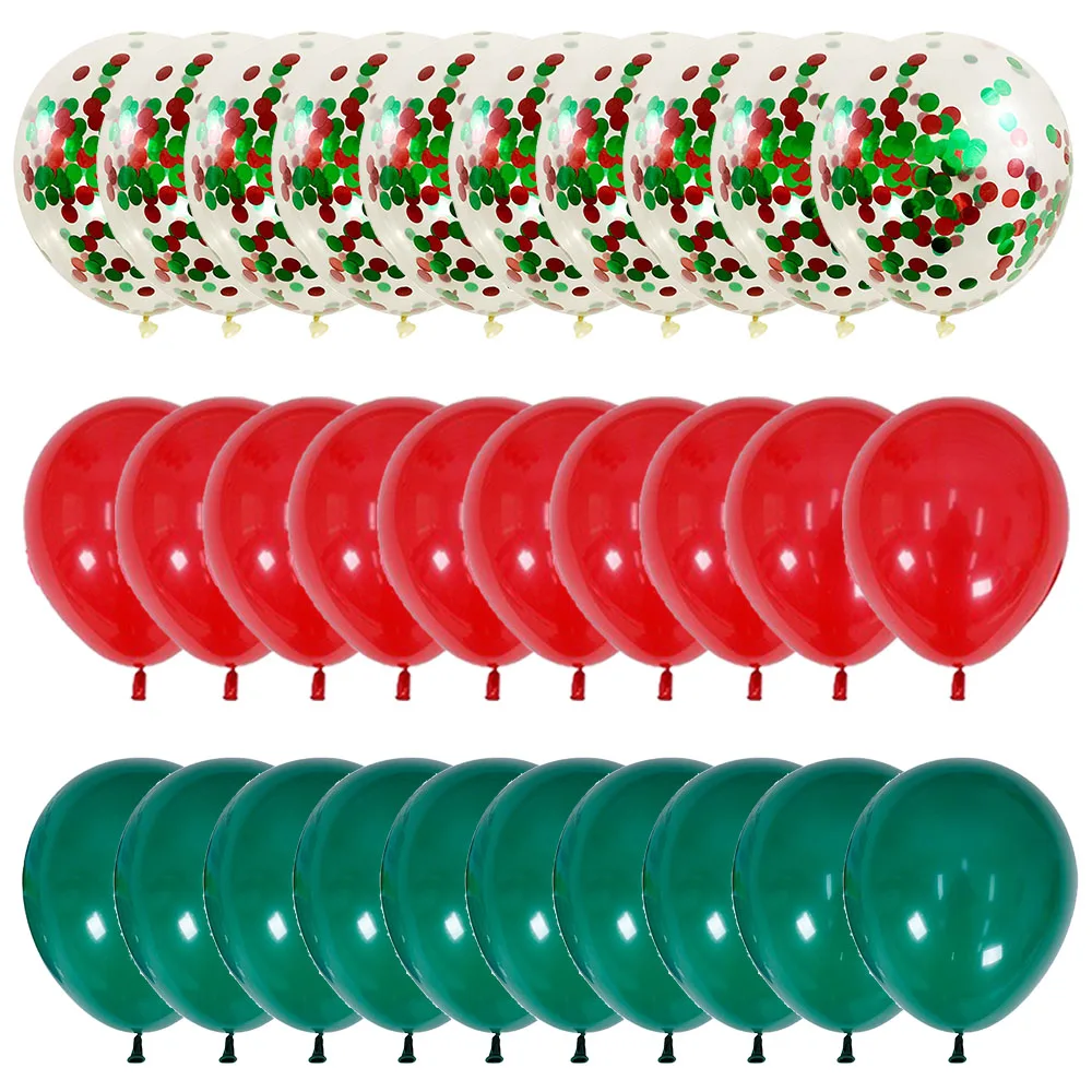 

30Pcs Christmas Balloons Green and Red Balloons Confetti Latex Balloons for Christmas Party Decoration