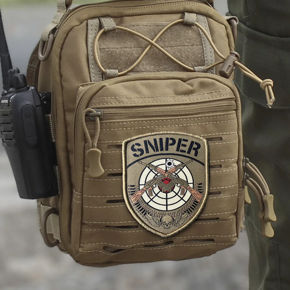 Parche táctico bordado SNIPER con velcro gancho y bucle para ropa - imagen 3