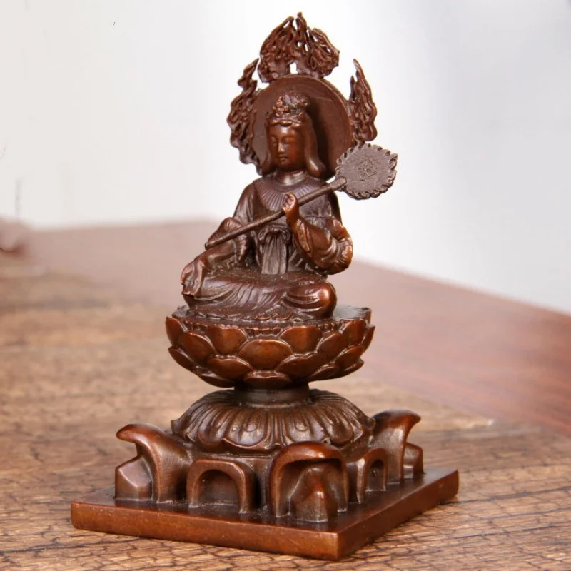 

Антикварная медная резная статуэтка Будды Бодхисаттвы, украшение для автомобиля, портативный декоративный предмет для дома и рабочего стола, ручная работа.