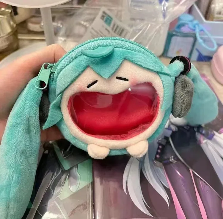 10X9CM Nowa Anime Hatsune Miku Wersja Q Kawaii Figurka Wielofunkcyjna Pluszowa Mini Torebka na Słuchawki Kieszonkowa Portmonetka na Monety Prezenty